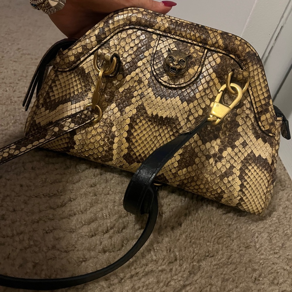 RARE GUCCI Brown Python Print Cross Body Bag - image 5